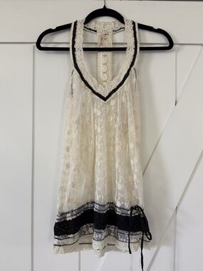 Andree Sheer Ivory Lace V-Neck Tank Top